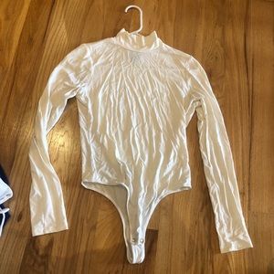 Bar III White mock neck body suit